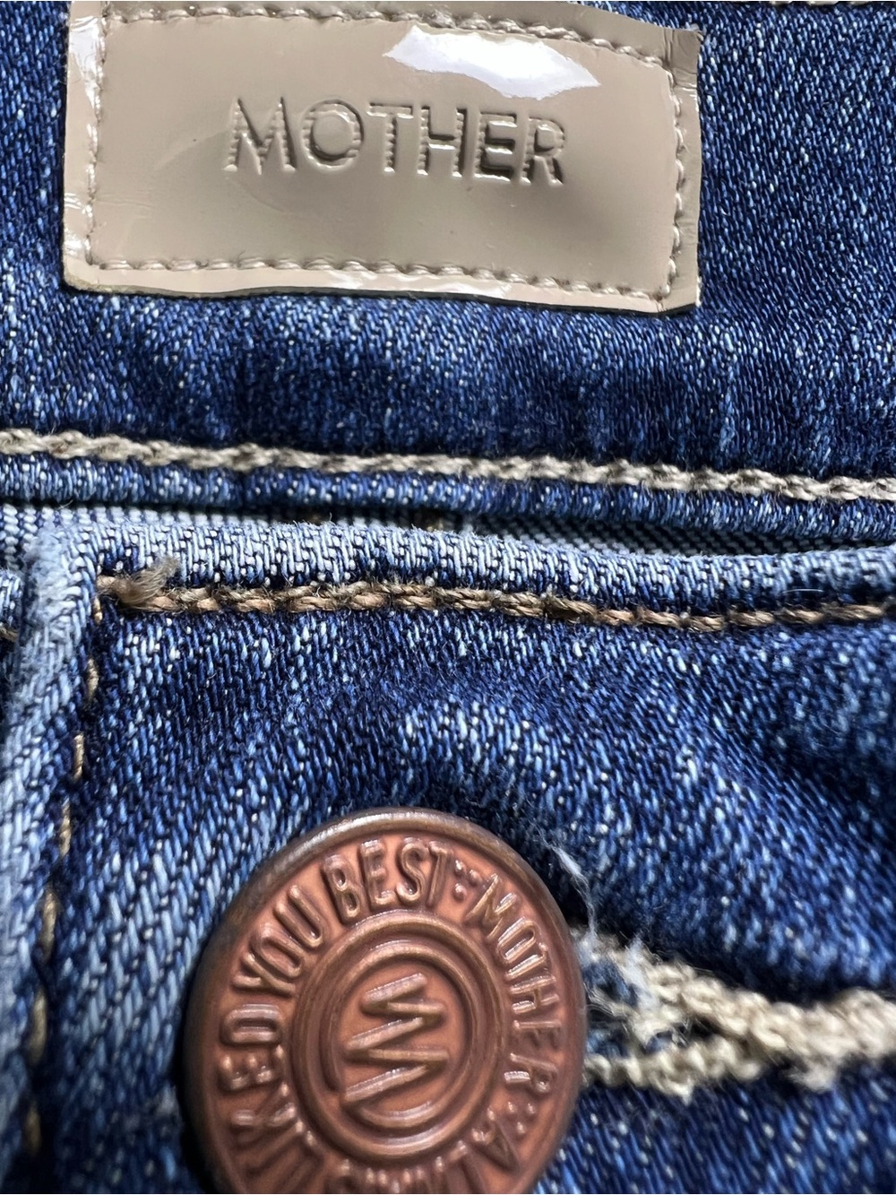 MOTHER The Outsider Sneak Blue Denim Mid-Rise Flare Jeans Size 26 EUC - Picture 11 of 14